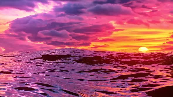 Beautiful Ocean Waves, At Sunset