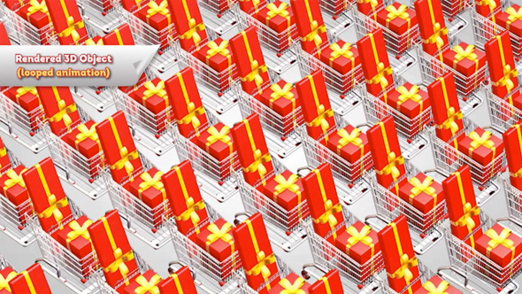 Gift Box Shopping Carts Looped Background