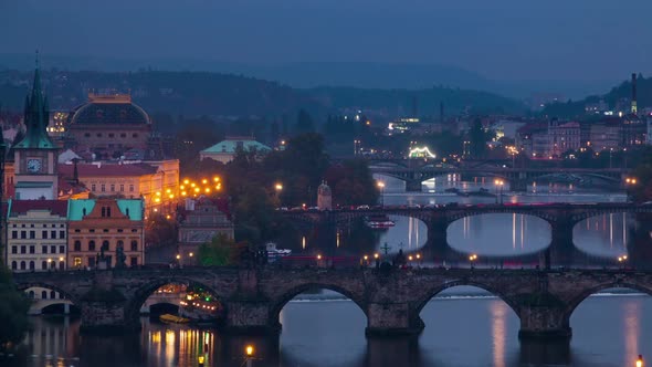 Evening Bridges in Prague