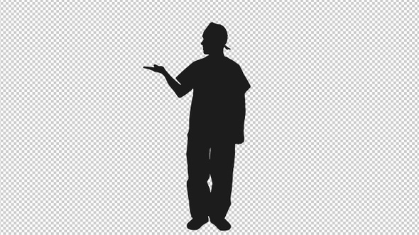 Silhouette of Doctor Standing and Something Presenting, Alpha Channel