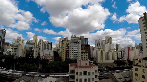 Downtown timelapse city at Sao Paulo Brazil. 4K time lapse city alt