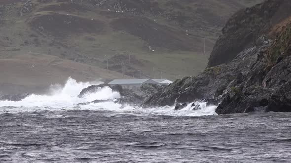 Crashing Ocean Waves in Largy and Kilcar During Storm Ciara in County Donegal - Ireland alt