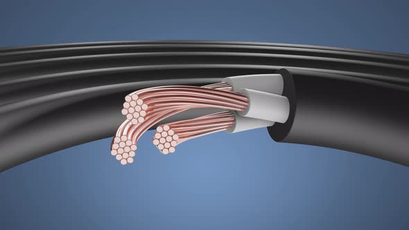 Copper cable in plastic protection. alt