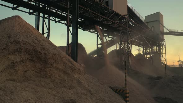 Piles of Wood Chips at a Wood Processing Plant