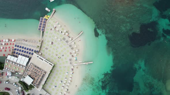 Aerial View of Tropical Beach in Ksamil Islands with Turquoise Water Albania alt