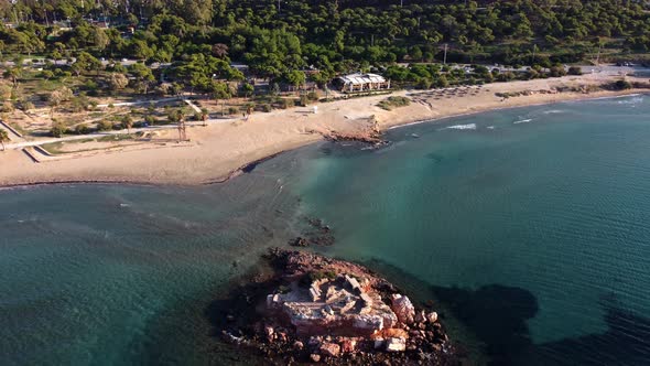 Static Drone View of a Greek Sandy Beach
