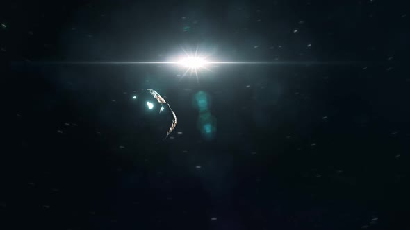 Glowing Alien Asteroid Approaching Planet Earth