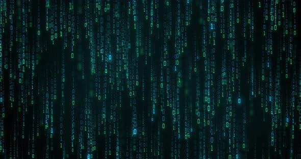 Binary code background. Data of 0 and 1 flowing down screen. alt