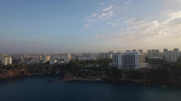  - Aerial Scene of Built-up City with Coast and Sea in Foreground. Antalya, Turkey alt