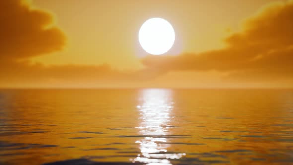 Twilight Sky in Colorful Bright Sunlight Reflects Off on the Water Surface alt