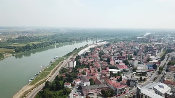 Aerial view of Brcko district, Bosnia and Herzegovina alt