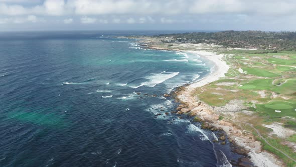 Cinematic Nature, California, USA. Footage of Scenic Golf Course with Ocean View alt