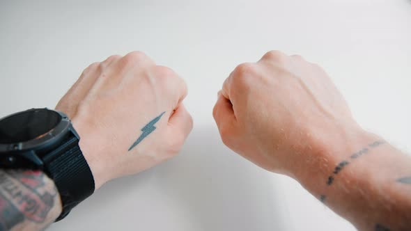 Man Reveal Blue Pill or Candy Inside Fist,decision alt