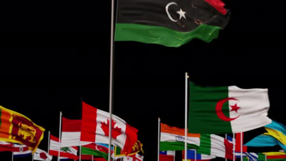 Libya Flag With World Flags In Alpha Channel
