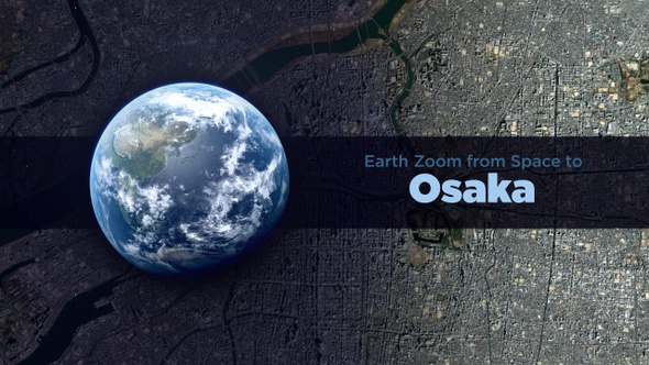 Osaka (Japan) Earth Zoom to the City from Space