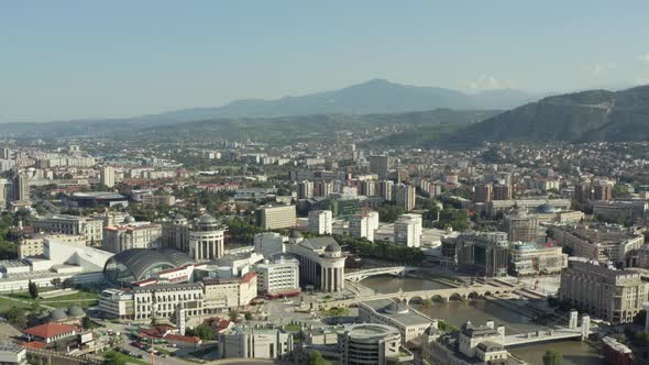 Drone Video of the Parliament Building Standing on the River Bank alt