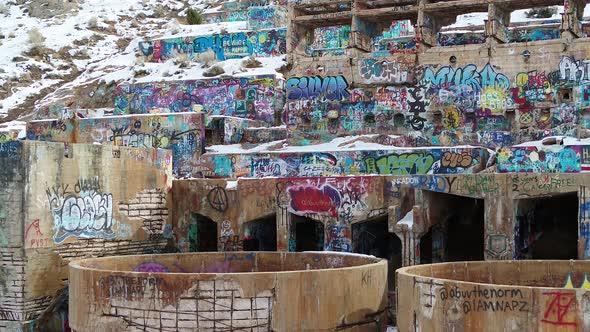 Built into the side of a mountain in 1920 on the southern end of Genola, Utah, the Old Tintic Mill p alt