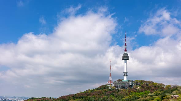 Time Lapse Seoul Tower in Spring South Korea