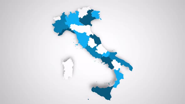 Motion Graphics Animated Map of Italy Forming - White