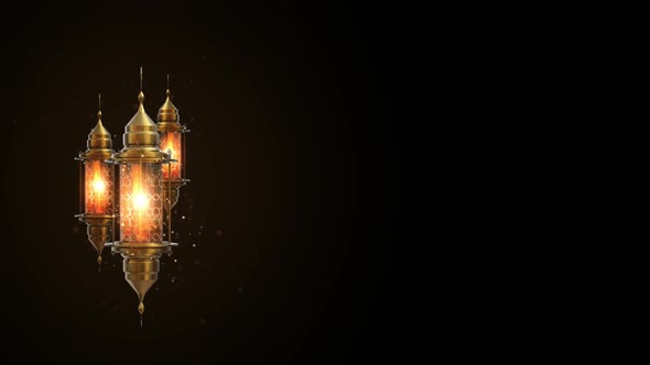 Ramadan Arab Golden Lantern On A Black Background 10 by MUS_GRAPHIC_