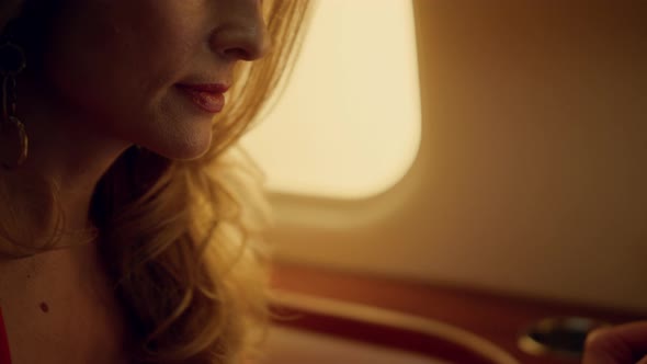 Closeup Woman Browsing Laptop Online on Business Trip alt