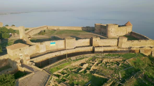 Aerial View of the Old Fortress in Belgorod-Dniester at Sunrise, Ukraine alt