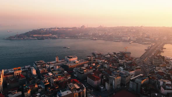 Istanbul Bosphorus And Houses Sunset alt