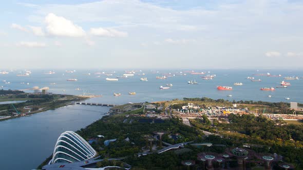 Singapore Gardens By the Bay Aerial Cityscape Timelapse alt