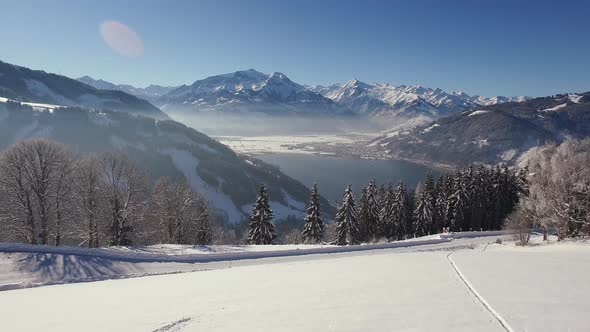Aerial view of Austria on a winter day alt