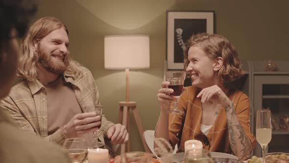 Caucasian Couple at Festive Table alt