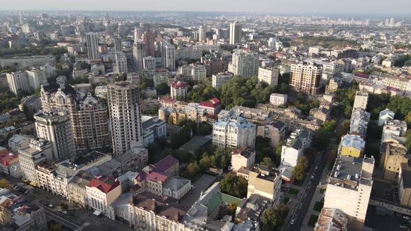 Cityscape of Kyiv, Ukraine. Aerial View, Slow Motion alt