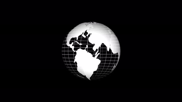 Flat design spinning Earth isolated on black. Animation of planet Earth. Vd 1740