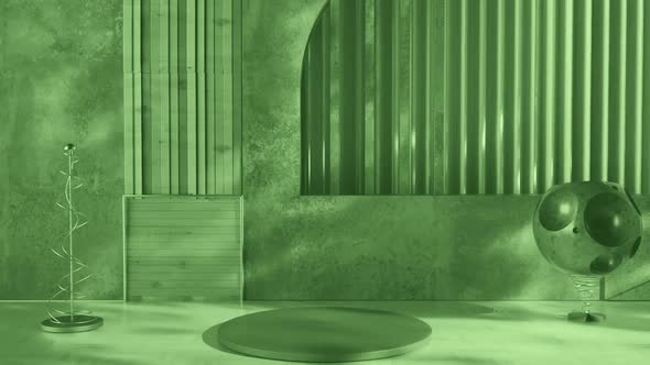 Modern Art Design Pedestal Green Background