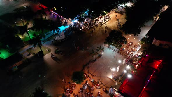 Night landscape of historic center of Jericoacoara Brazil. Night life scenery alt