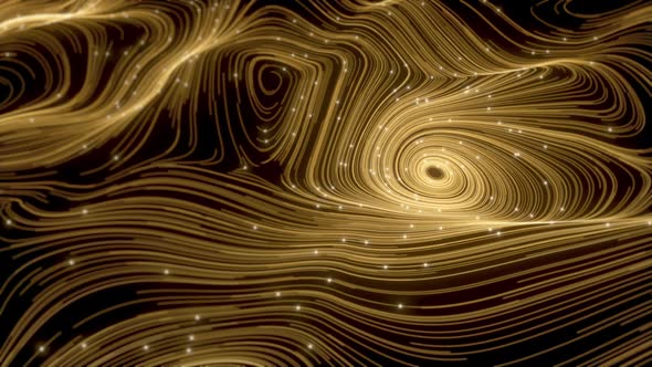 Flowing of Golden Swirl Particles and Vortex Lines