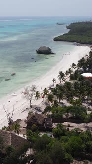 Tanzania  Vertical Video House on Stilts in the Ocean on the Coast of Zanzibar Slow Motion alt