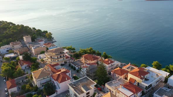 Aerial View of Ermioni Old Town and Marina or Seaport Greece  Drone Videography alt