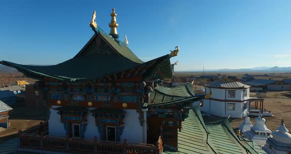 Buddhist Temple in the Steppes of Buryatia on a Sunny Day alt
