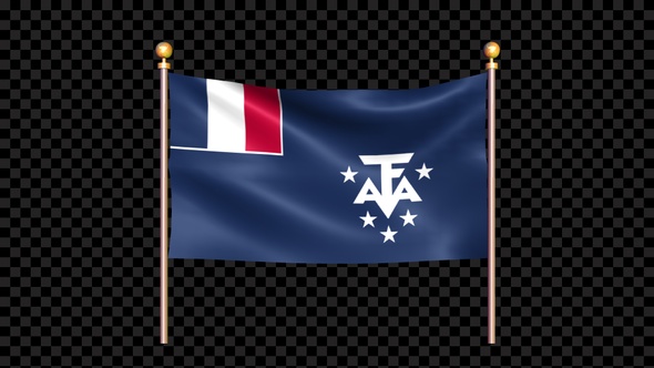 Flag Of French Southern And Antarctic Lands Waving In Double Pole Looped alt