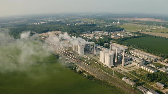 Dolomite Processing Plant Pollute the Atmosphere. Emission to Atmosphere From Industrial Pipes