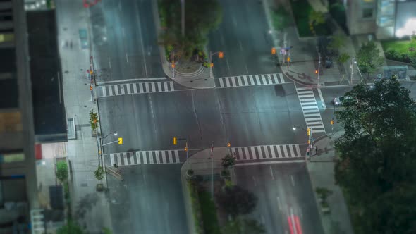 Downtown City Time Lapse Of Miniature Traffic