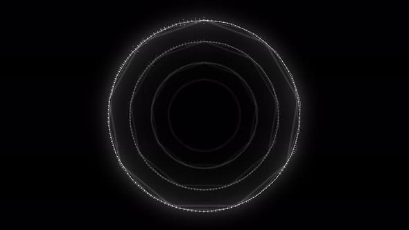 Abstract White Audio Ring Equalizer on a Black Background