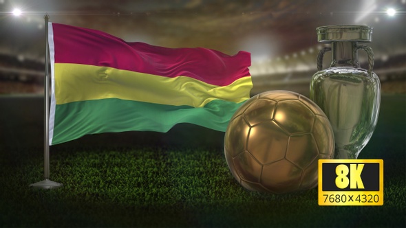 8K Bolivia Flag with Football And Cup Background Loop alt