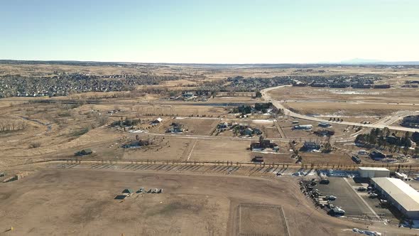 Aerial view of suburban park in Parker, Colorado. alt