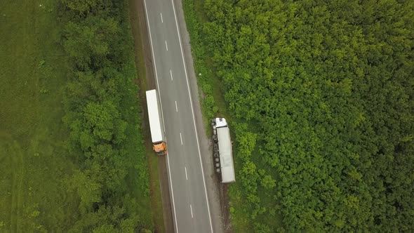 Aerial View of an Overturned Truck