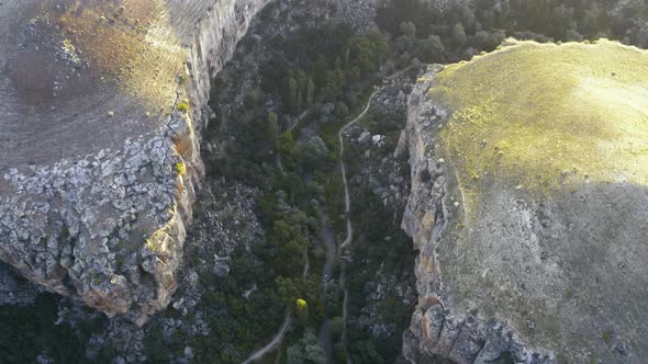 Ihlara Valley Canyon View From Air During Sunrise