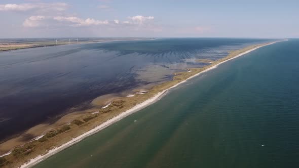 Aerial Shot of a Fabulous Chalkstone Sandspit on the Black Sea in Summer