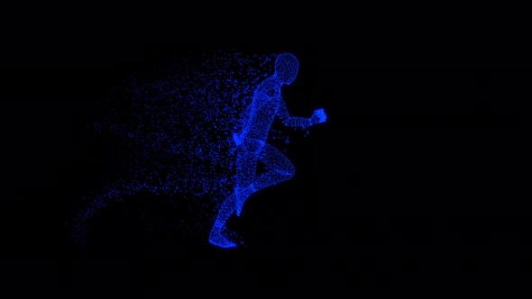 Futuristic hologram of Human running