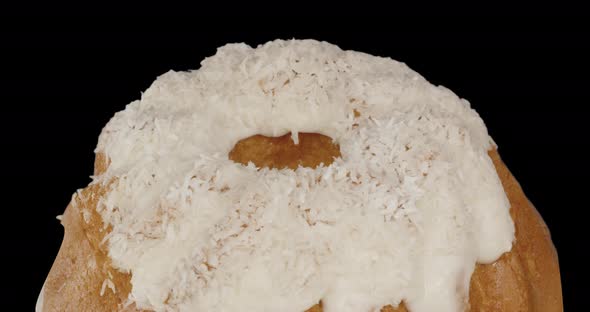 Sweet Cupcake Sprinkled With Coconut Flakes. Home Baking. Alpha Channel alt