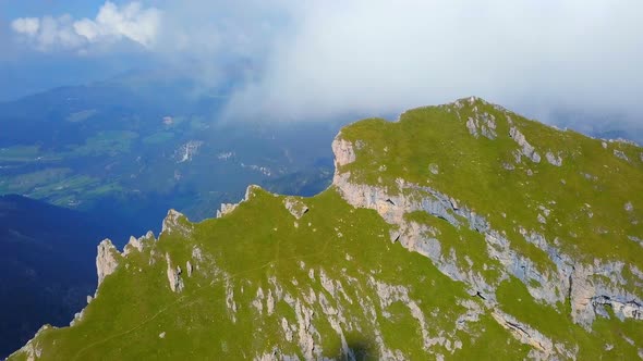 Flying Above Seceda in Dolomites